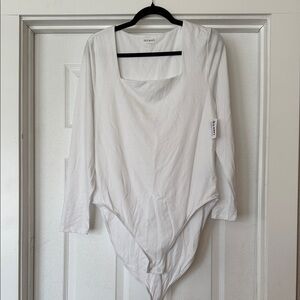 Old Navy Women's White Long Sleeve Bodysuit